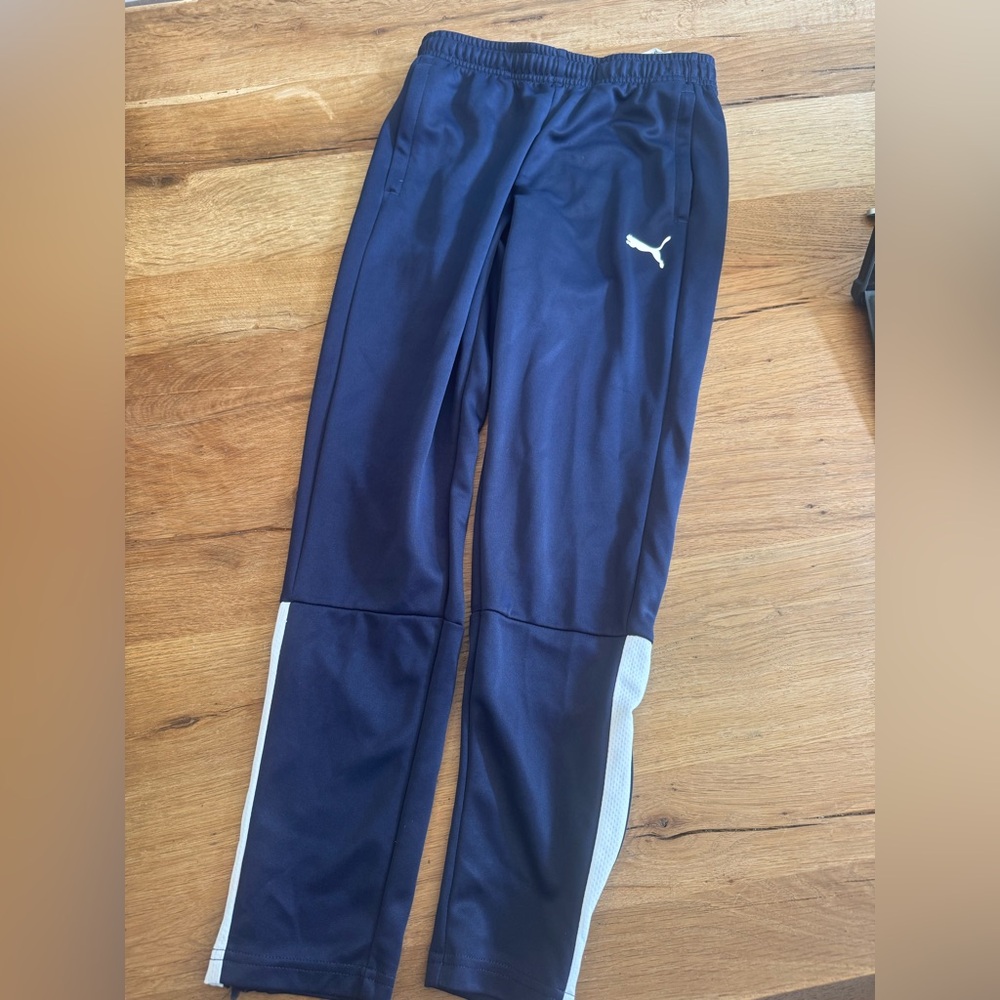 Puma Blue and White Sweatpants Classic Athletic Style